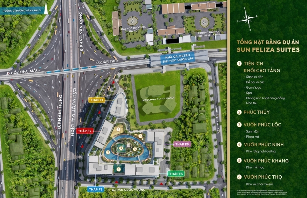 Mặt bằng chung cư Sun Feliza Suites Xuân Thủy